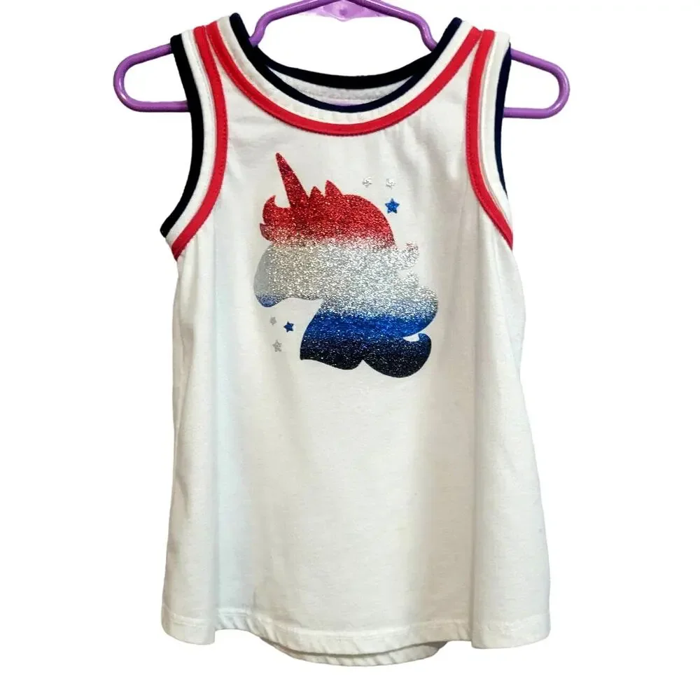 Way‎ to Celebrate Red, White, and Blue Unicorn Tank Top Size 5T
